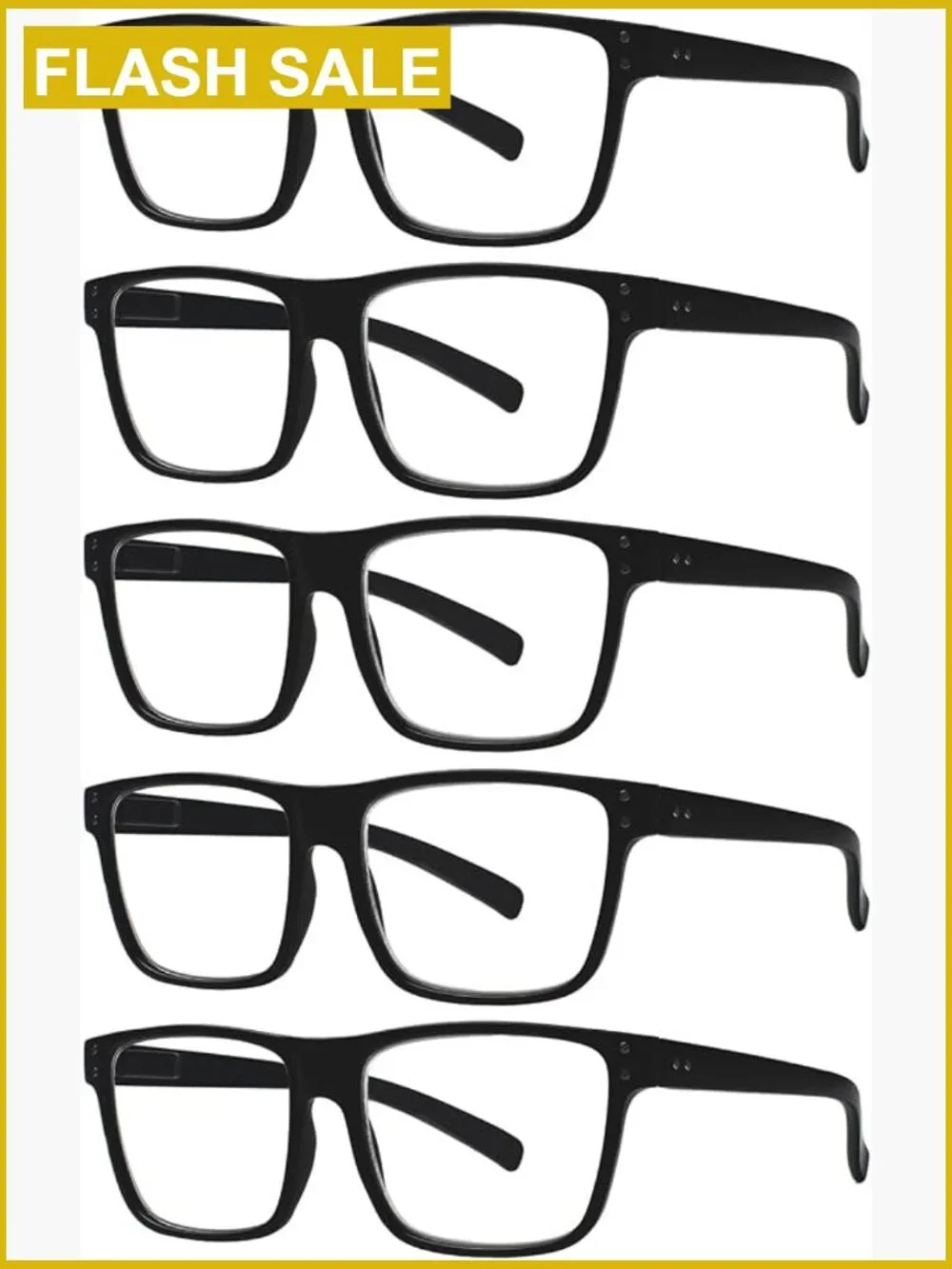 5 Pack Oversized Reading Glasses Blue Light Blocking Square Large Frame Readers